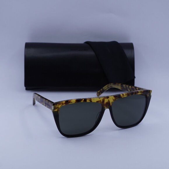 Saint Laurent SL1 010 Square Sunglasses - Havana/Black/Grey - Picture 1 of 12